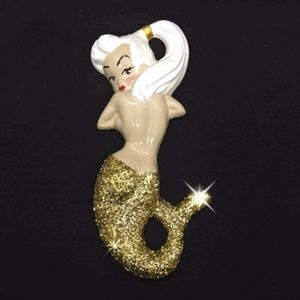 Platinum Mermaid with Gold Glitter Tail Wall Decor